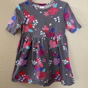 Gymboree girls gray floral short sleeve dress XS